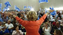 Esperanza Aguirre, durante un acto de campaña.