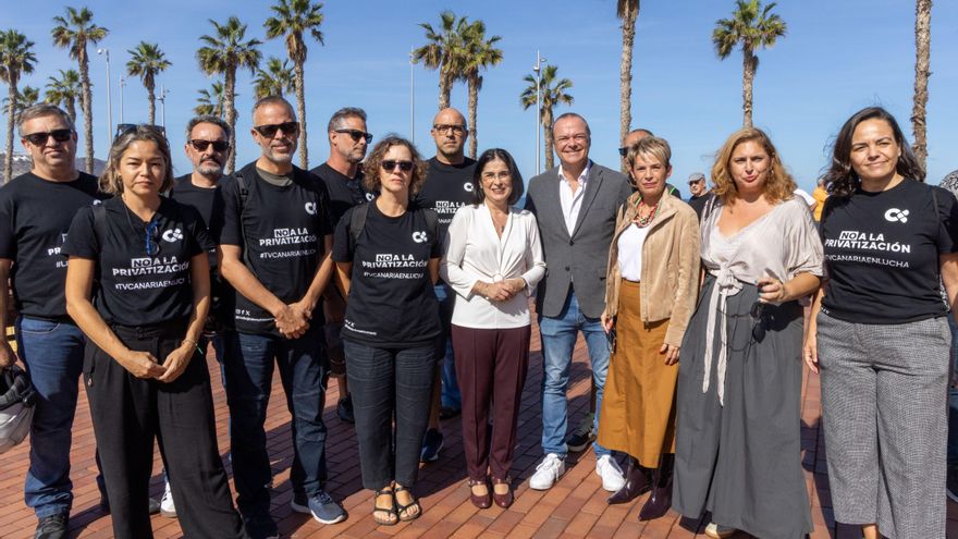 Trabajadores de Televisión Canaria explican a la ciudadanía el intento del Gobierno regional de privatizar los informativos