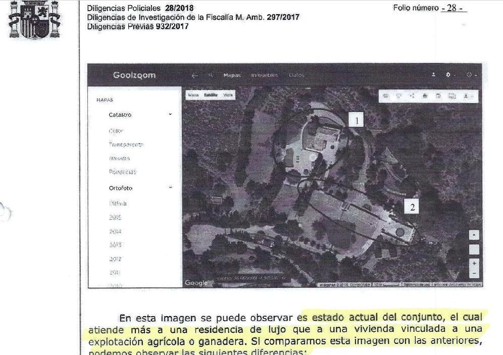 Captura del informe de la Guardia Civil