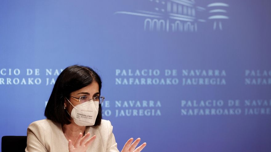 La ministra de Sanidad, Carolina Darias, tras la reunión del Consejo Interterritorial de Salud de este miércoles en Pamplona. EFE/Jesús Diges