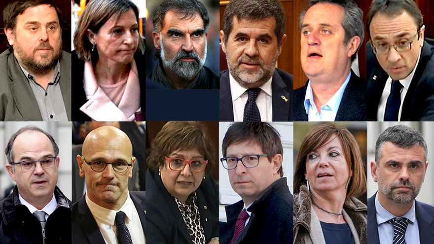 Montaje con los rostros de los líderes independentistas condenados por el Supremo