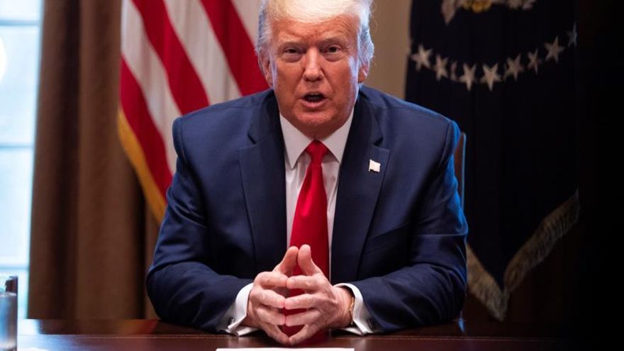 US President Donald J. Trump speaks to reporters as he holds a meeting with nurses on the COVID-19 response at the White House in Washington, DC, USA EFE/KEVIN DIETSCH