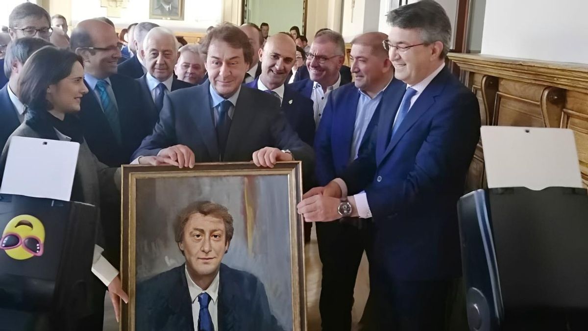 El último retrato colocado en la Diputación, en 2019, fue el del expresidente Javier García-Prieto.