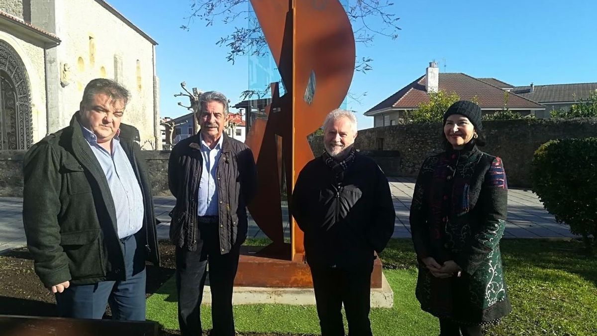 Noja inaugura su monumento de homenaje a los peregrinos, obra del artista local J. Martínez Cano