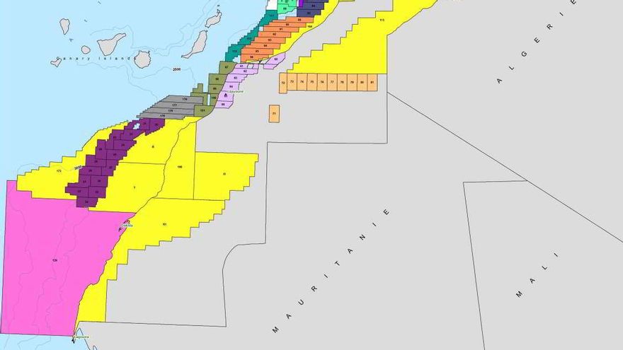 Mapa de las licencias otorgadas por la Oficina nacional de Hidrocarburos y Minas de Marruecos.