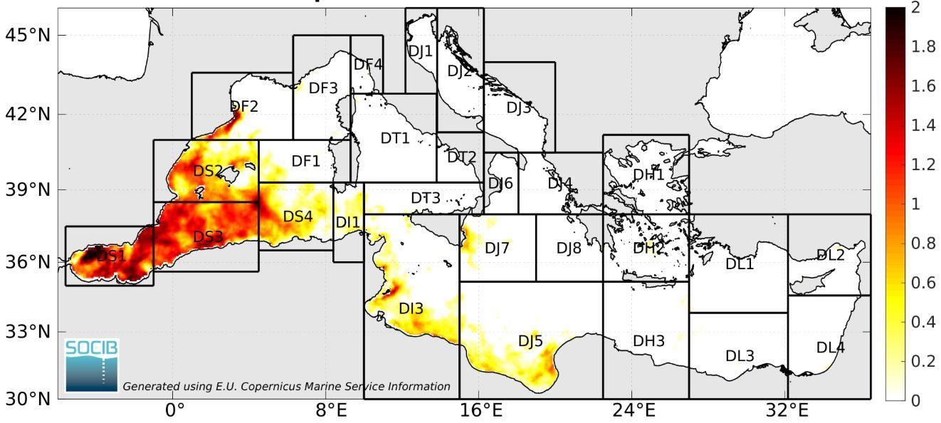Mapa de olas de calor marino al cierre de mayo de 2025