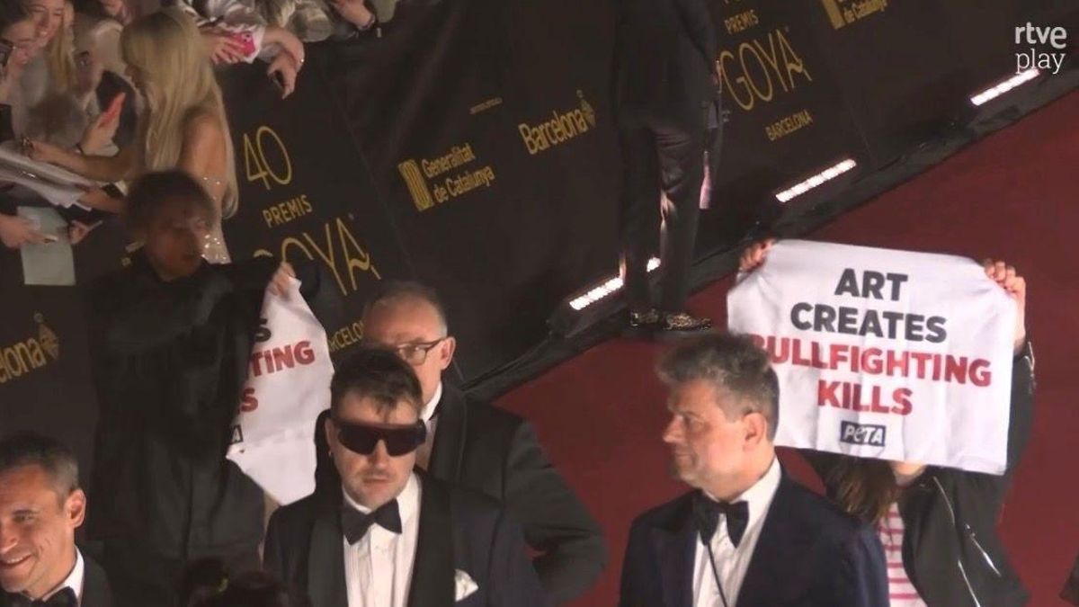 Simpatizantes de PETA irrumpen en los Premios Goya para denunciar la tauromaquia
