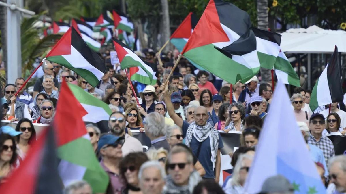 Imagen de archivo de una manifestación en Las Palmas de Gran Canaria contra el genocidio de Israel al pueblo palestino