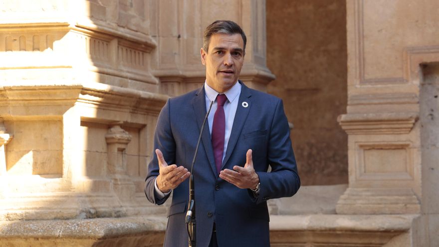 Pedro Sánchez en una comparecencia previa a la Cumbre de Presidentes del viernes.