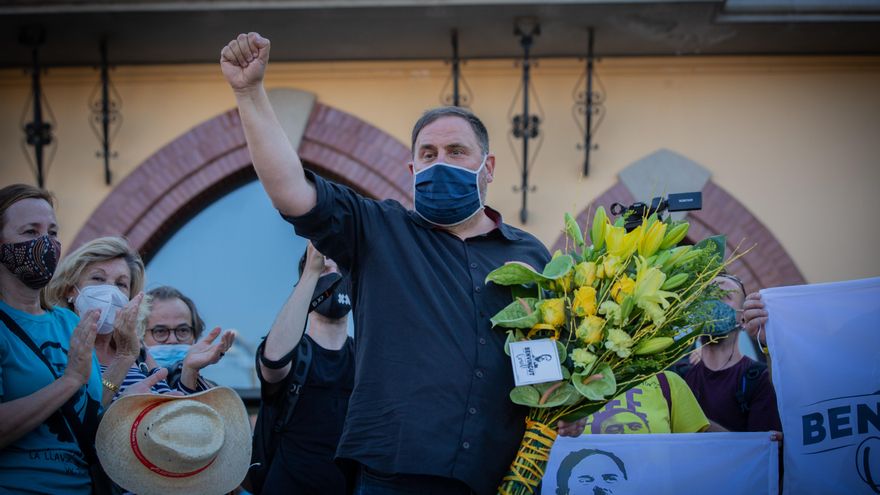 El líder de ERC, Oriol Junqueras, homenajeado cuando alcanzó el tercer grado