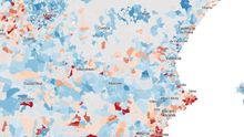 Mapa de riesgo de pobreza por municipios y distritos.