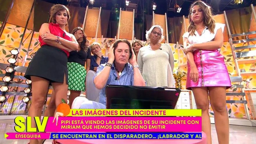'Sálvame' monta un show con la emisión de una discusión "inemitible" de Pipi Estrada y Miriam Sánchez