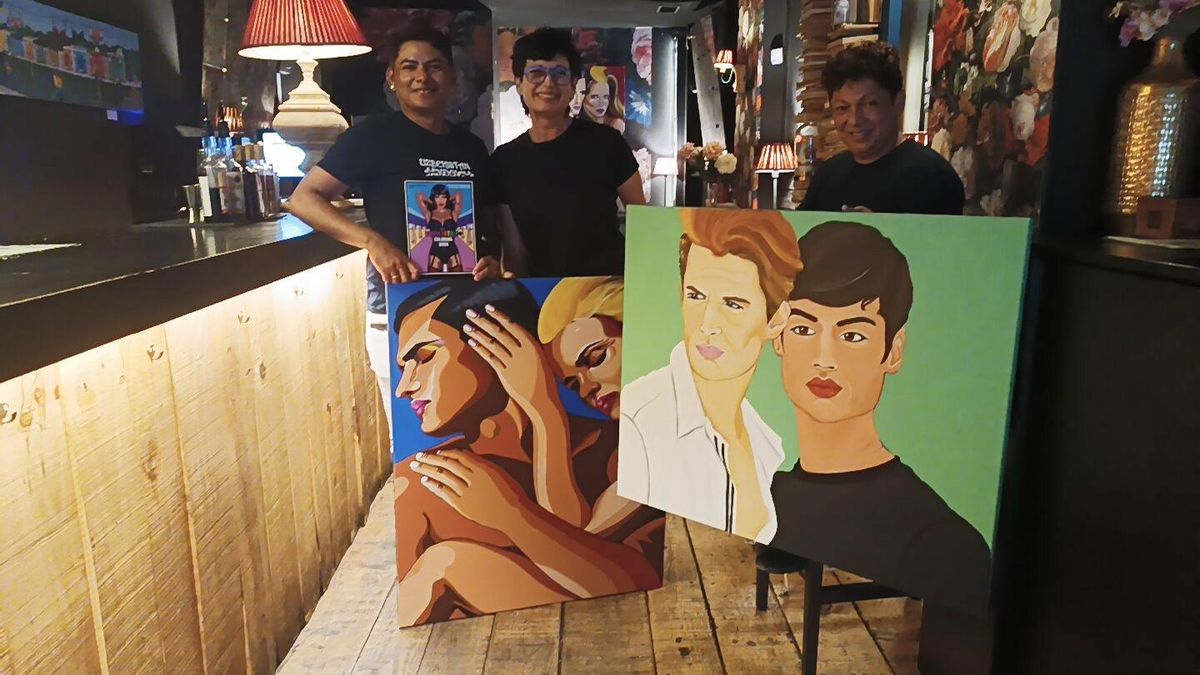 La artista Noelia Muriana junto a Jose y Brenda, de Mariantonietta