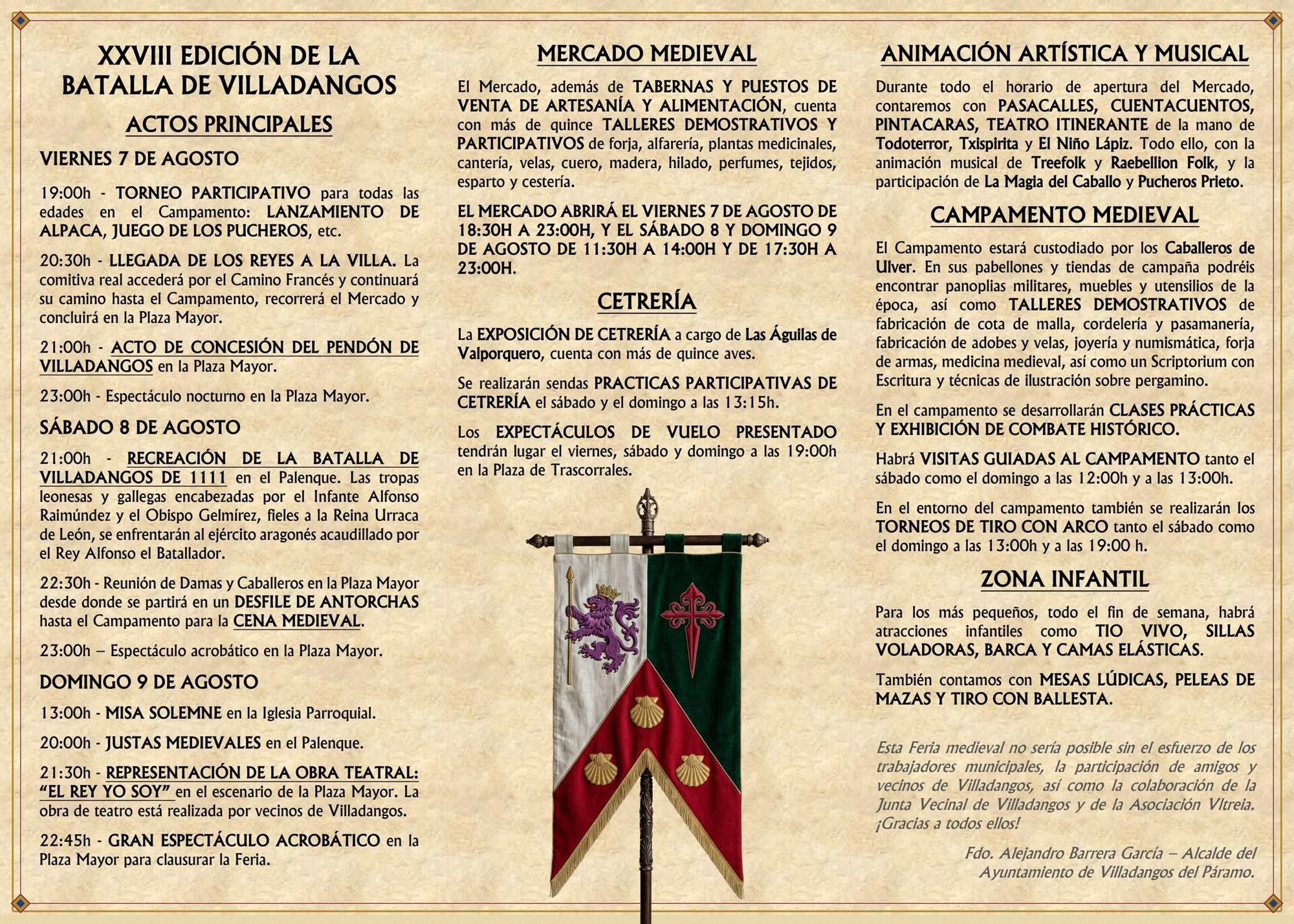 Detalle del programa de la Batalla de Villadangos 2026.