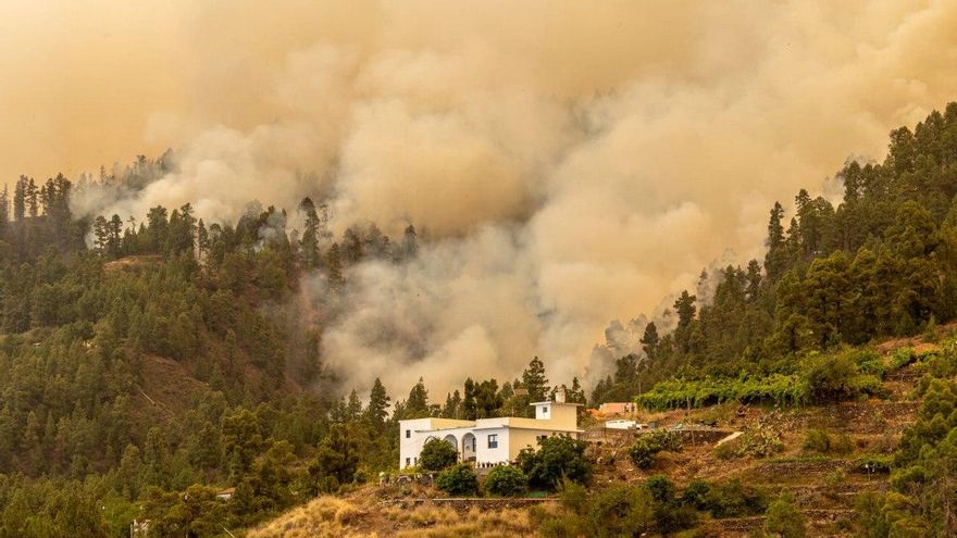 Una vivienda, cercada por las llamas en el incendio en Puntagorda, La Palma