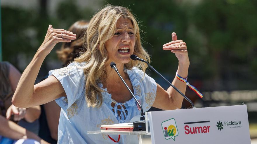 La vicepresidenta segunda del Gobierno y ministra de Trabajo y Economía Social, Yolanda Díaz, el domingo en Sevilla.