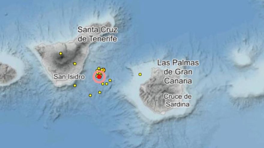 El IGN registra en las últimas horas seis terremotos, dos de ellos de magnitud 2,8 y 2,1 entre Gran Canaria y Tenerife
