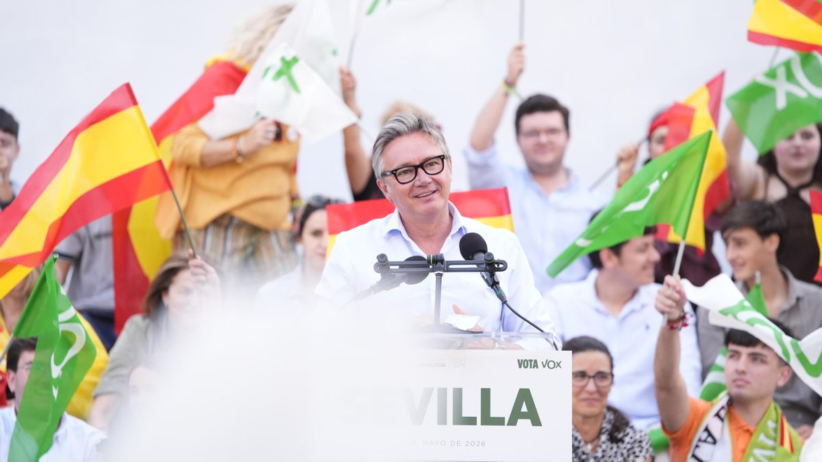 Manuel Gavira, en el cierre de campaña de Vox en Sevilla.