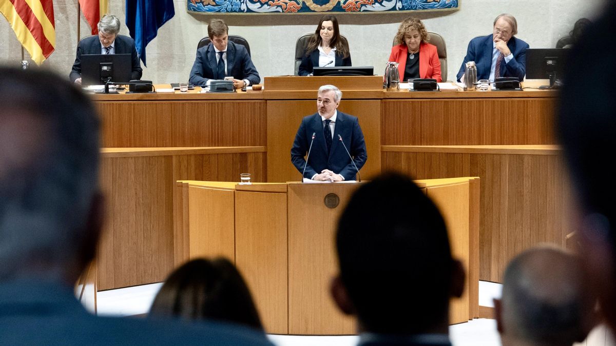 El presidente Azcón, durante la primera jornada del debate sobre el estado de la comunidad