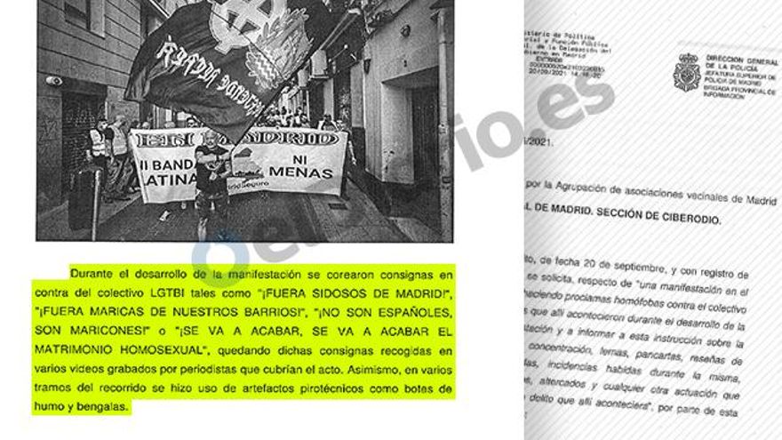 Informe policial sobre la manifestación homófobo en Chueca