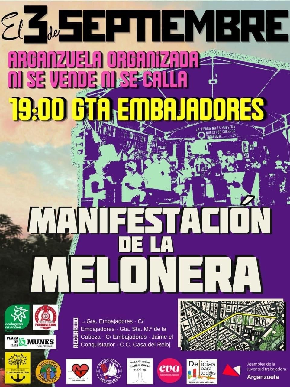 Cartel de la manifestación vecinal convocada para este jueves en Arganzuela