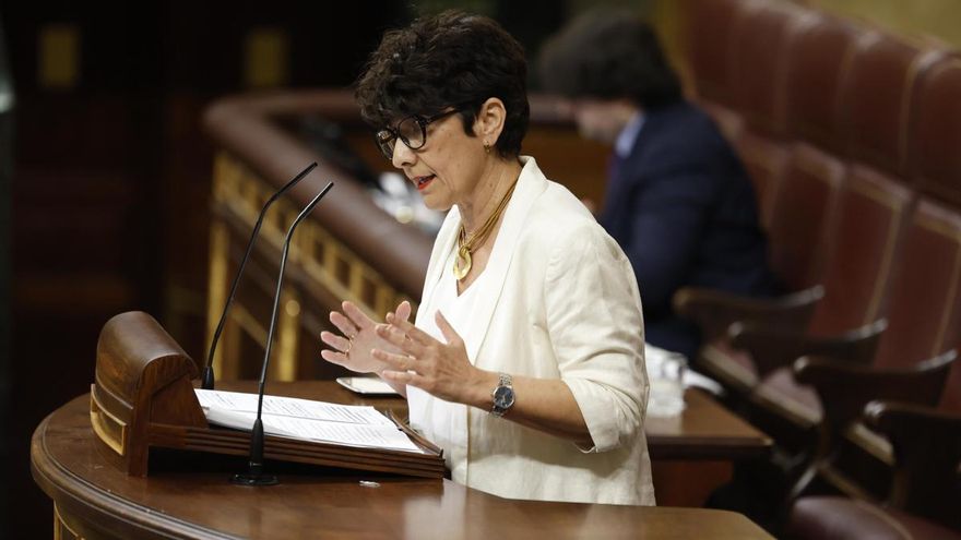 La portavoz del PNV, Maribel Vaquero, interviene durante el pleno en el Congreso de los Diputados, este miércoles.