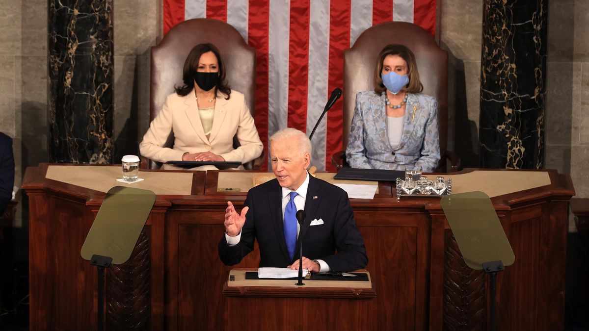El presidente de Estados Unidos, Joe Biden, en el discurso en el Congreso por sus primeros 100 días en el cargo