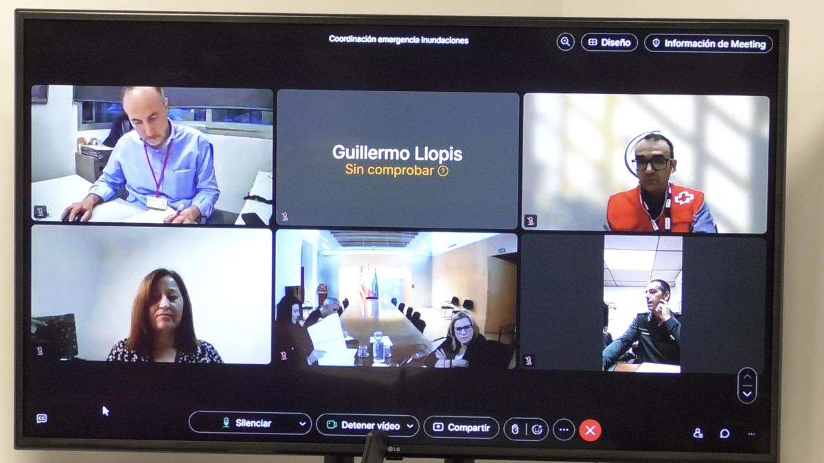 Screen with telematic connections to the Cecopi meeting.