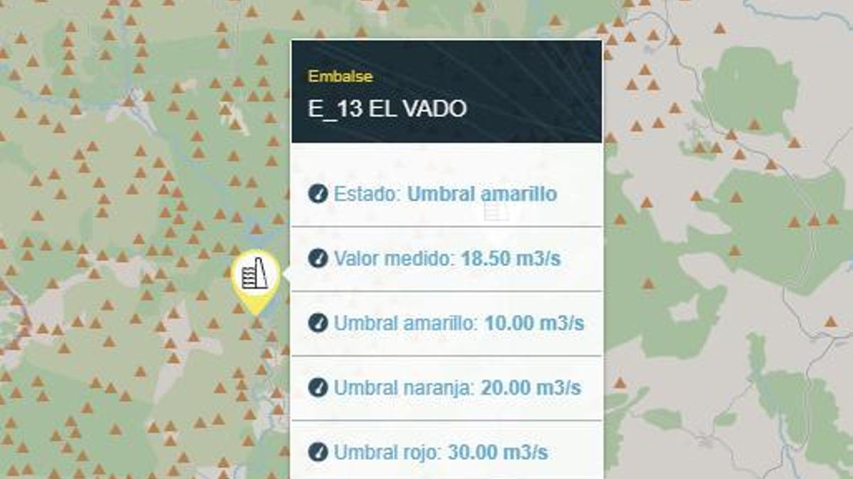 El embalse de El Vado, en Guadajara, en aviso amarillo, este lunes 2 de febrero de 2026