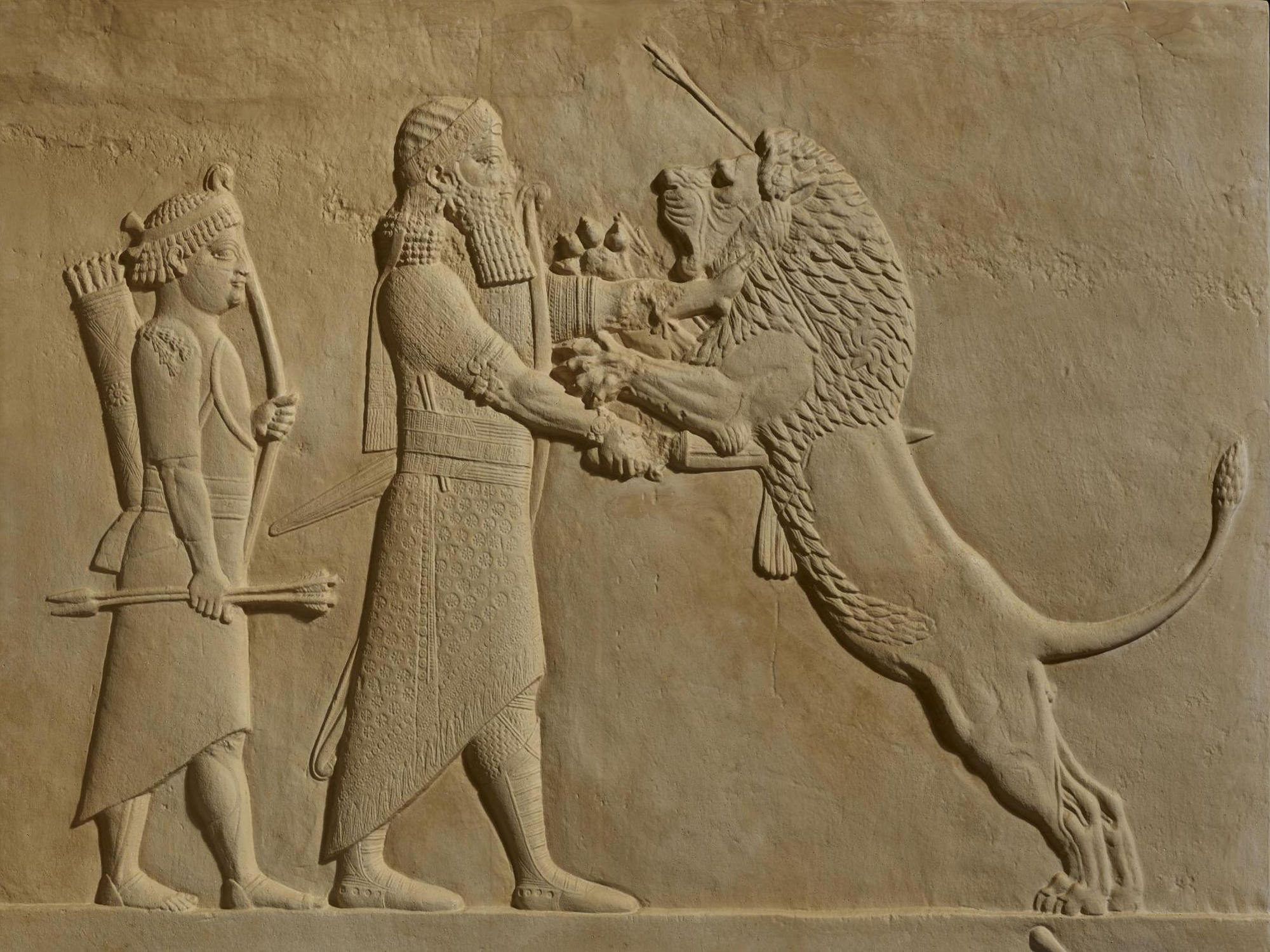 Asurbanipal matando al león simboliza la fuerza y el valor del rey