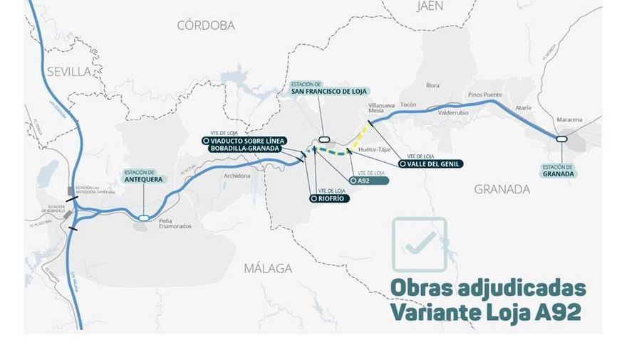 Obras adjudicadas en el tramo Variante de Loja-A-92 de la línea AVE