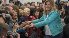 Susana Díaz celebra la victoria en las elecciones de este domingo / EFE
