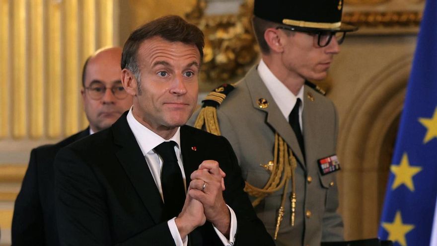El presidente francés, Emmanuel Macron, el pasado 9 de octubre durante un encuentro en el Ministerio para Europa y de Asuntos Exteriores sobre el plan de paz para Oriente Medio.
