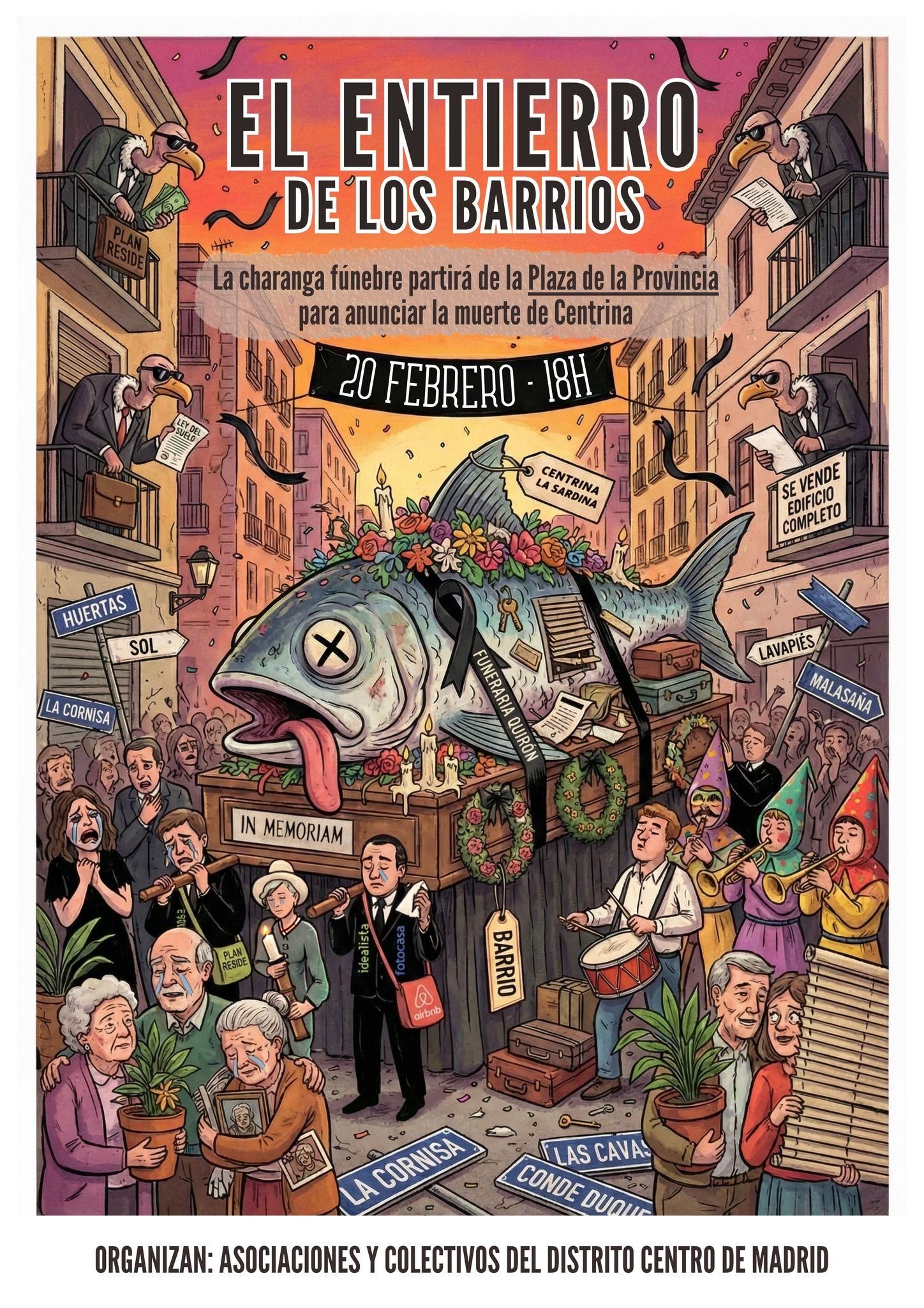 Cartel sobre el entierro de los barrios
