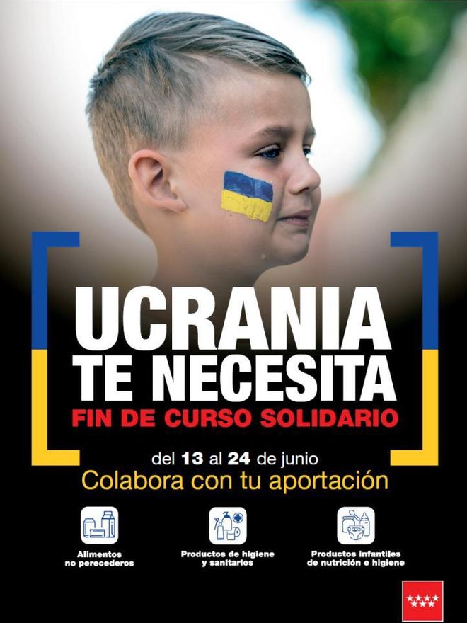 Cartel de concienciación y de recogida de alimentos de 2022 para los niños afectados por la invasión rusa