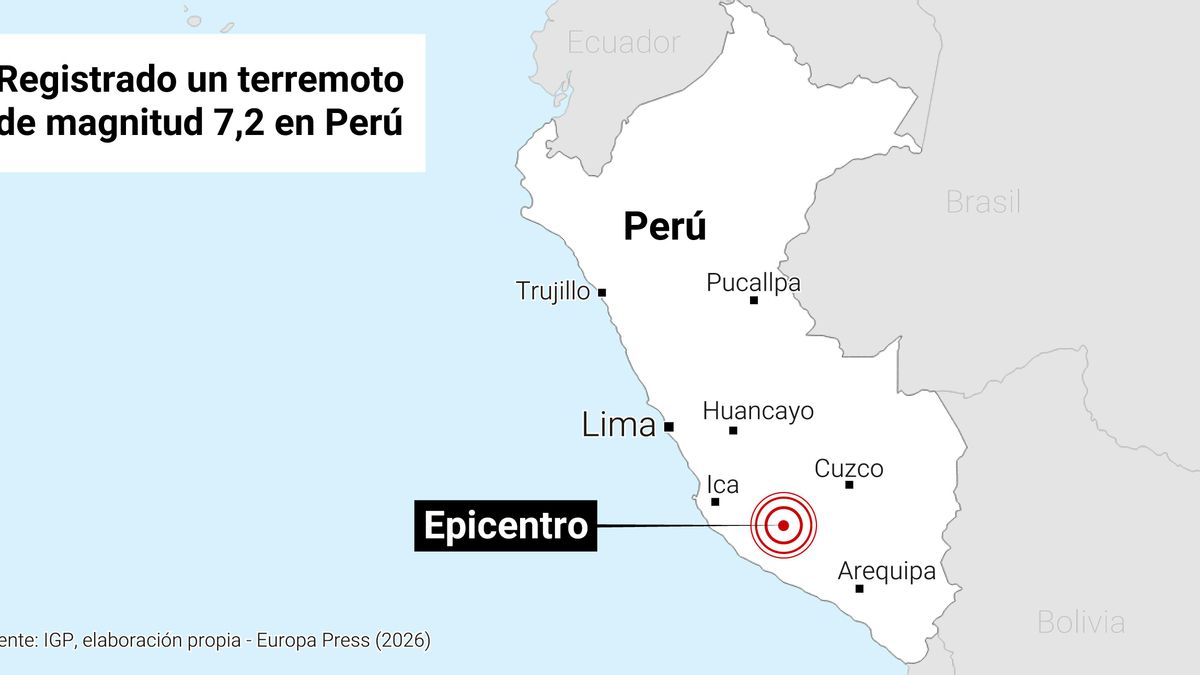 Mapa del terremoto en Perú.