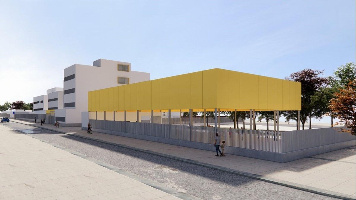 En la imagen, recreación del aulario de Secundaria y gimnasio abierto del CPI Valdespartera III.