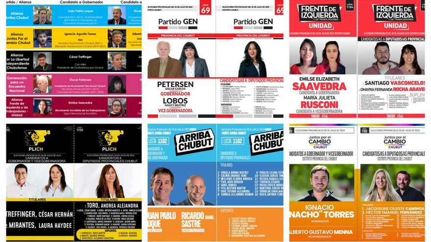Elecciones en Chubut: estas son las boletas de los cinco candidatos a la gobernación