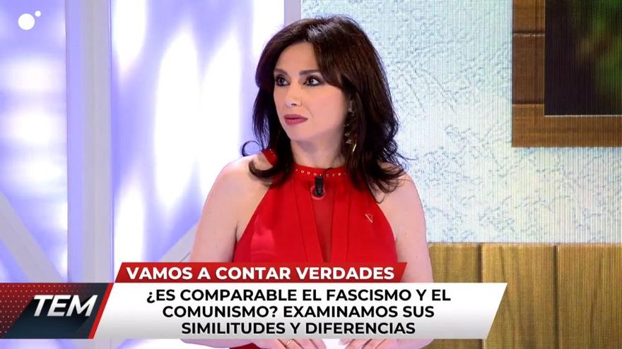 Marta Flich, con el pin antifascista en 'Todo es mentira'