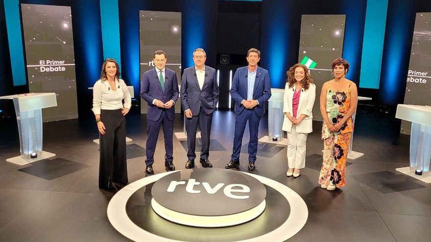 Los candidatos, antes del debate.