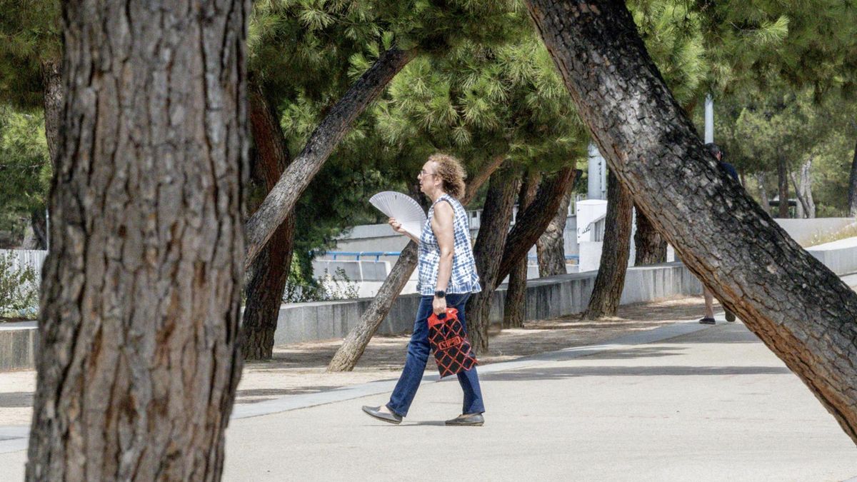 Una mujer se abanica, a 12 de agosto en Madrid (España)