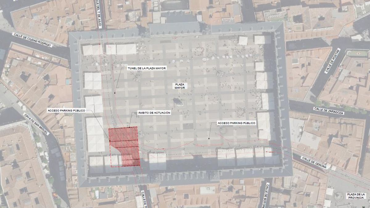 Alcance de las obras en superficie sobre la Plaza Mayor