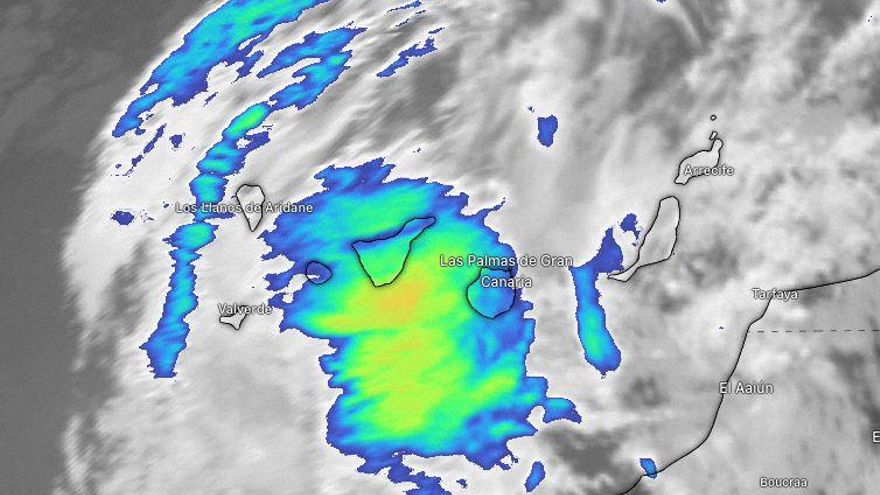 Imagen infrarroja de Canarias obtenida este miércoles por Eumetsat