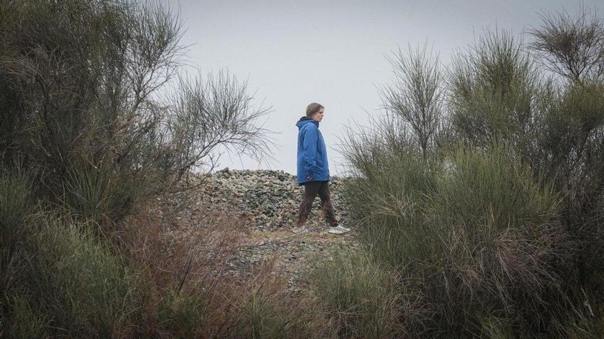 Una persona, durante la búsqueda del perro Boro, de una de las personas hospitalizadas en la UCI tras el accidente de Adamuz (Córdoba), en la mañana del miércoles 21 de enero.