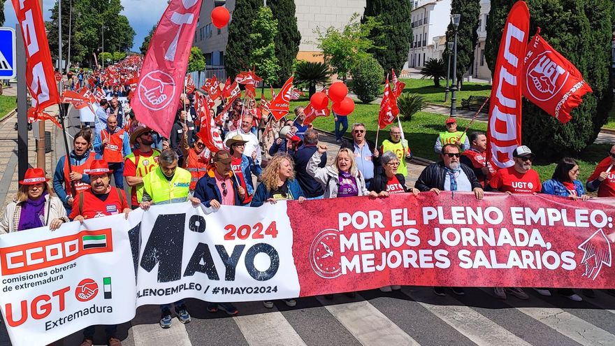 Tres manifestaciones este jueves en Extremadura por el 1 de Mayo, a las que los chubascos darán una tregua