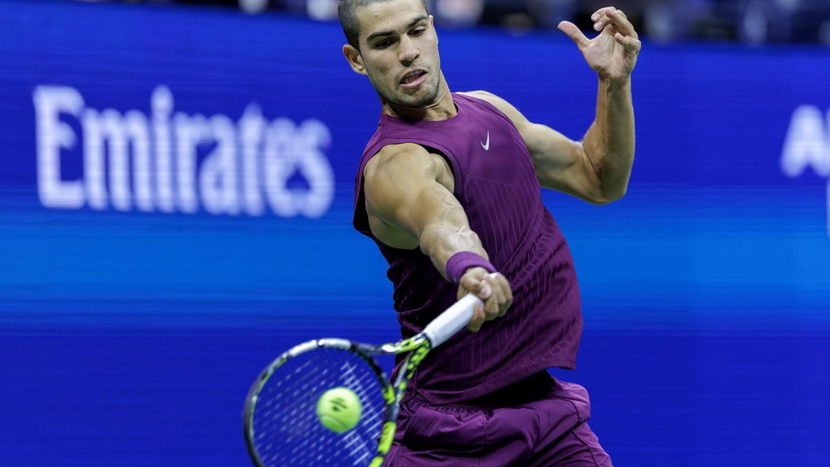 Carlos Alcaraz durante la disputa del US Open 2025.