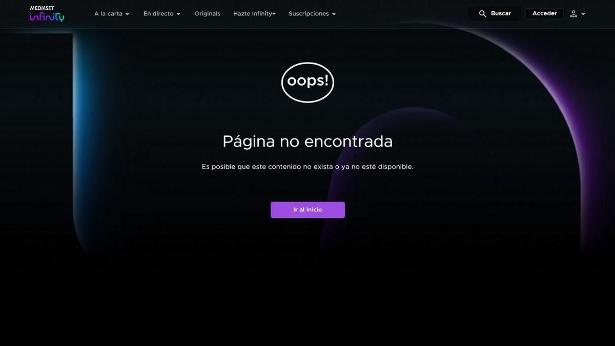 Mensaje de Mediaset Infinity al acceder a las docuseries de Rocío Carrasco