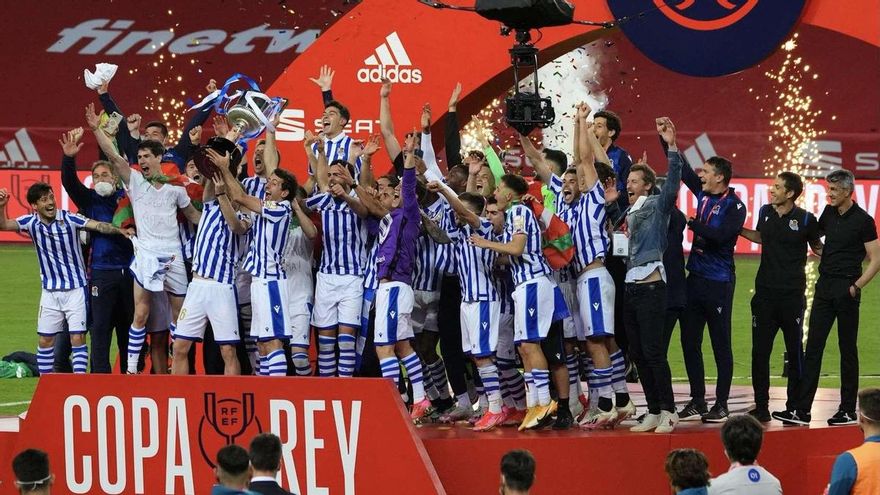 La Real Sociedad busca en Sevilla un nuevo título de Copa del Rey, esta vez con público en las gradas