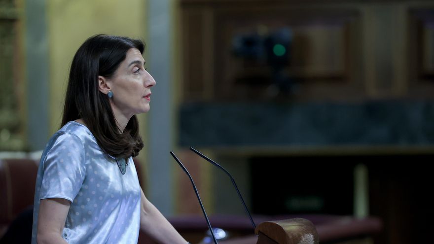 La ministra de Justicia Pilar Llop, durante su intervención en la sesión plenaria de este jueves en el Congreso. EFE/Zipi Aragón