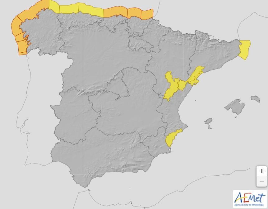 Avisos para este jueves en la península